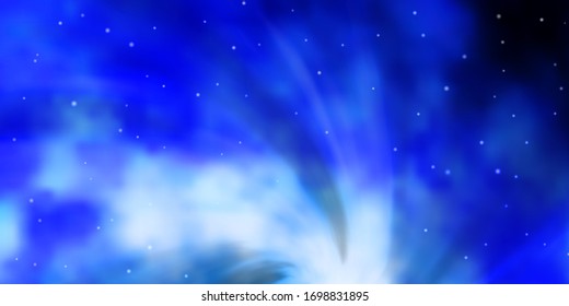 Plantilla vectorial AZUL claro con estrellas de neón. Brillante ilustración colorida con estrellas pequeñas y grandes. Tema para teléfonos celulares.