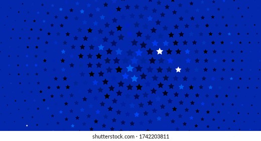Light BLUE vector template with neon stars. Decorative illustration with stars on abstract template. Theme for cell phones.