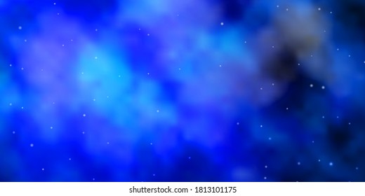 Plantilla de vector BLUE claro con estrellas de neón. Brillante ilustración colorida con estrellas pequeñas y grandes. Patrón para envolver regalos.