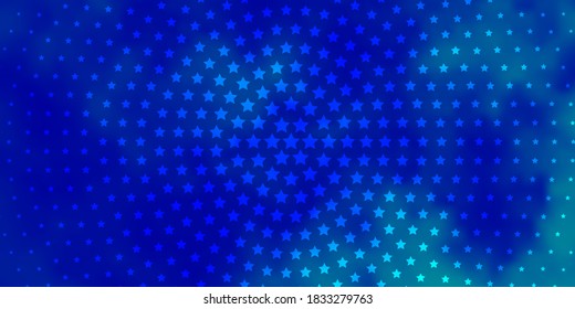 Light BLUE vector template with neon stars. Decorative illustration with stars on abstract template. Best design for your ad, poster, banner.