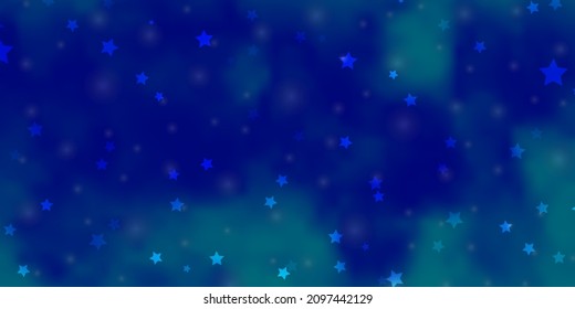 Plantilla de vector BLUE claro con estrellas de neón. Ilustración colorida en estilo abstracto con estrellas degradadas. Patrón de anuncios de año nuevo, folletos.