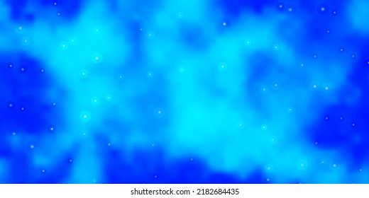 Plantilla de vector BLUE claro con estrellas de neón. Ilustración colorida en estilo abstracto con estrellas degradadas. Mejor diseño para tu anuncio, afiche, banner.
