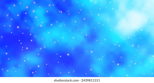 Plantilla de vector AZUL claro con estrellas de neón. Difumina el diseño decorativo en estilo simple con estrellas. Patrón para envolver regalos.