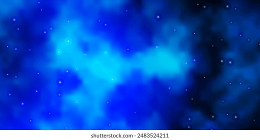 Light BLUE vector template with neon stars. Blur decorative design in simple style with stars. Pattern for wrapping gifts.