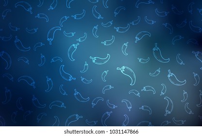 Light BLUE vector template with organic peppers. Beautiful colored illustration with peppers in doodle style. Design for ad, poster, banner of cafes or restaurants.