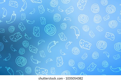 Light BLUE vector template with organic meal. Beautiful colored illustration with food in doodle style. Pattern for ad, booklets, leaflets of restaurants.