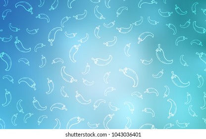 Light BLUE vector template with organic peppers. Decorative shining illustration with peppers on abstract template. Template for meal cooking in kitchen.