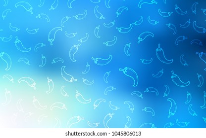 Light BLUE vector template with organic peppers. Beautiful colored illustration with peppers in doodle style. Pattern for ads of breakfast, lunch, dinner.