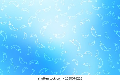 Light BLUE vector template with organic peppers. Beautiful colored illustration with peppers in doodle style. Pattern for ad, booklets, leaflets of restaurants.
