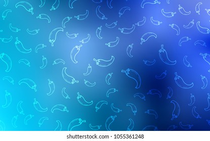 Light BLUE vector template with organic peppers. Glitter abstract sketch with hot peppers. Doodle design for your business advert of cafes.