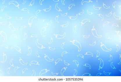 Light BLUE vector template with organic peppers. Illustration with set of fresh peppers in doodle style. Doodle design for your business advert of cafes.