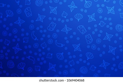 Light BLUE vector template with organic meal. Blurred decorative design of snacks in doodle style. Design for ad, poster, banner of cafes or restaurants.
