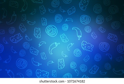 Light BLUE vector template with organic meal. Glitter abstract sketch with gourmet food. Pattern for ads of breakfast, lunch, dinner.