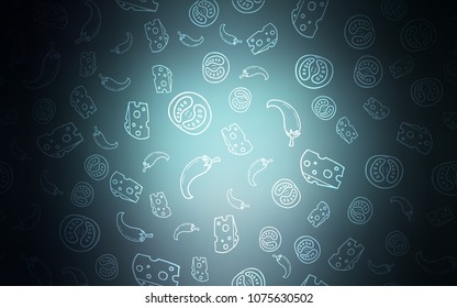 Light BLUE vector template with organic meal. Decorative shining illustration with food on abstract template. Pattern for ad, booklets, leaflets of restaurants.