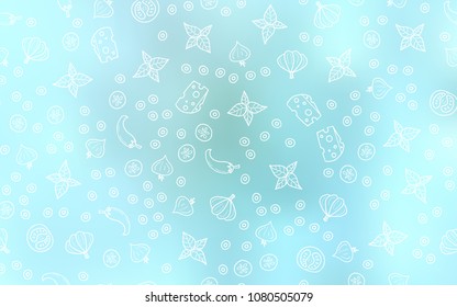 Light BLUE vector template with organic meal. Glitter abstract sketch with gourmet food. Template for meal cooking in kitchen.