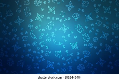 Light BLUE vector template with organic meal. Decorative shining illustration with food on abstract template. Pattern for menu of cafes, bars, restaurants.