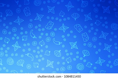 Light BLUE vector template with organic meal. Fast Food on blurred abstract background with colorful gradient. Template for meal cooking in kitchen.