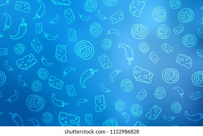Light BLUE vector template with organic meal. Decorative shining illustration with food on abstract template. Template for meal cooking in kitchen.