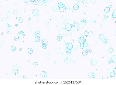 Light BLUE vector template with organic meal. Abstract background with colorful Fast Food illustrations. Pattern for ads of breakfast, lunch, dinner.