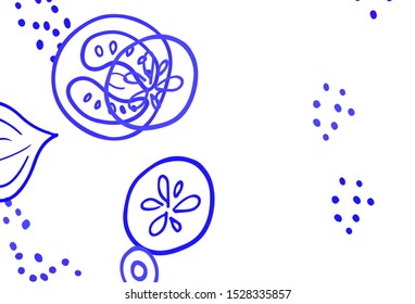 Light BLUE vector template with organic meal. Decorative illustration with food on abstract template. Pattern for menu of cafes, bars, restaurants.