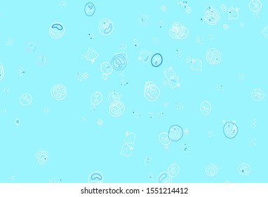 Light BLUE vector template with organic meal. Decorative illustration with food on abstract template. Pattern for ads of breakfast, lunch, dinner.