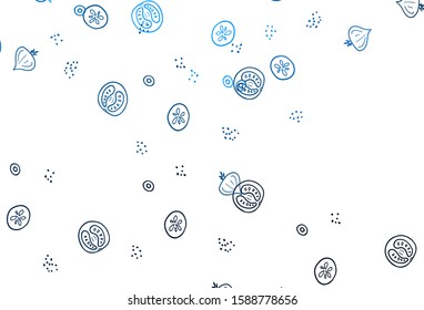 Light BLUE vector template with organic meal. Decorative illustration with food on abstract template. Design for ad, poster, banner of cafes or restaurants.