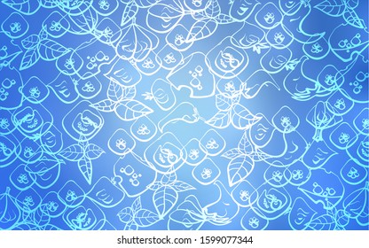 Light BLUE vector template with organic meal. Blurred decorative design of snacks in doodle style. Pattern for menu of cafes, bars, restaurants.