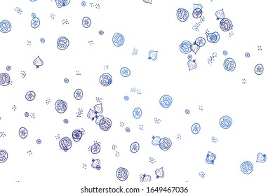 Light BLUE vector template with organic meal. Decorative illustration with food on abstract template. Template for meal cooking in kitchen.