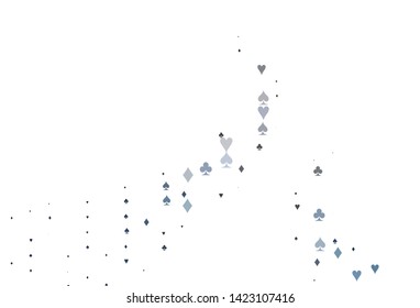 Light BLUE vector template with poker symbols. Illustration with set of hearts, spades, clubs, diamonds. Smart design for your business advert of casinos.