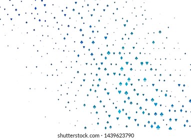 Light BLUE vector template with poker symbols. Blurred decorative design of hearts, spades, clubs, diamonds. Smart design for your business advert of casinos.