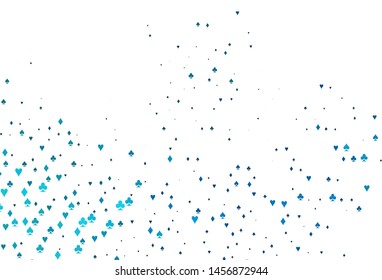 Light BLUE vector template with poker symbols. Glitter abstract sketch with isolated symbols of playing cards. Pattern for leaflets of poker games, events.