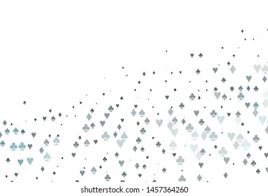 Light BLUE vector template with poker symbols. Colorful gradient with signs of hearts, spades, clubs, diamonds. Pattern for leaflets of poker games, events.