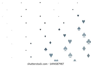 Light BLUE vector template with poker symbols. Colored illustration with hearts, spades, clubs, diamonds. Smart design for your business advert of casinos.