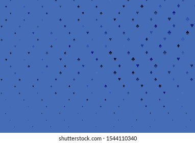 Light BLUE vector template with poker symbols. Shining illustration with hearts, spades, clubs, diamonds. Pattern for ads of parties, events in Vegas.