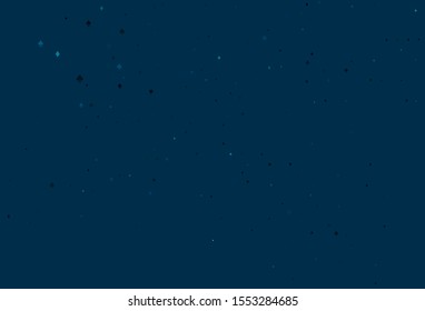 Light BLUE vector template with poker symbols. Blurred decorative design of hearts, spades, clubs, diamonds. Pattern for booklets, leaflets of gambling houses.
