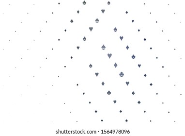 Light BLUE vector template with poker symbols. Colorful gradient with signs of hearts, spades, clubs, diamonds. Pattern for leaflets of poker games, events.