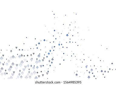 Light BLUE vector template with poker symbols. Blurred decorative design of hearts, spades, clubs, diamonds. Pattern for leaflets of poker games, events.