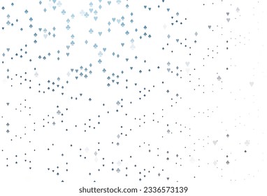 Light BLUE vector template with poker symbols. Glitter abstract sketch with isolated symbols of playing cards. Pattern for ads of parties, events in Vegas.