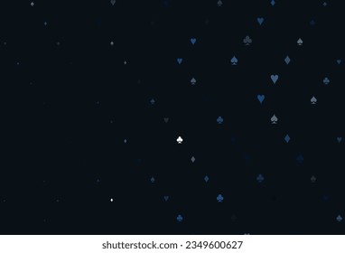 Light BLUE vector template with poker symbols. Colorful gradient with signs of hearts, spades, clubs, diamonds. Pattern for ads of parties, events in Vegas.