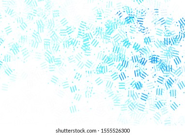 Light BLUE vector template with repeated sticks, dots. Shining colored illustration with sharp stripes. Pattern for ad, booklets, leaflets.
