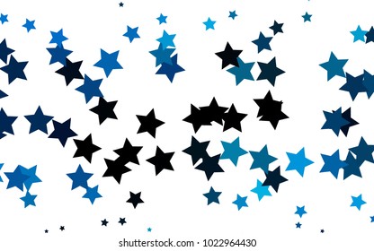 Light BLUE vector template with sky stars. Shining colored illustration with stars. The template can be used as a background.