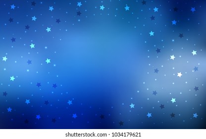 Light BLUE vector template with sky stars. Stars on blurred abstract background with gradient. Best design for your ad, poster, banner.