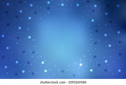 Light BLUE vector template with sky stars. Modern geometrical abstract illustration with stars. The template can be used as a background.