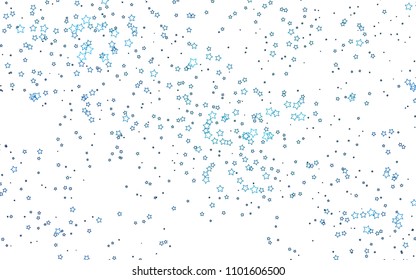 Light BLUE vector template with sky stars. Blurred decorative design in simple style with stars. The pattern can be used for new year ad, booklets.