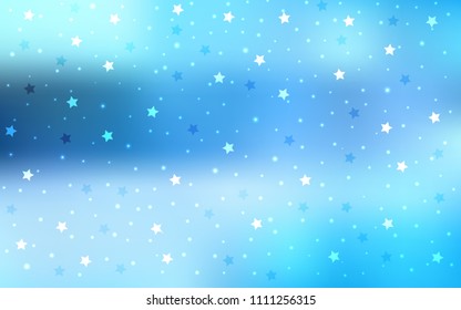 Light BLUE vector template with sky stars. Shining colored illustration with stars. The pattern can be used for new year ad, booklets.