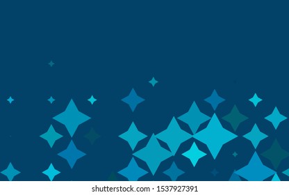 Light BLUE vector template with sky stars. Glitter abstract illustration with colored stars. The pattern can be used for new year ad, booklets.