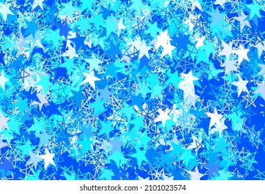 Light BLUE vector template with sky stars. Decorative shining illustration with stars on abstract template. Smart design for your business advert.
