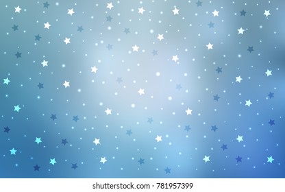 Light BLUE vector template with sky stars. Modern geometrical abstract illustration with stars. The pattern can be used for wrapping gifts.