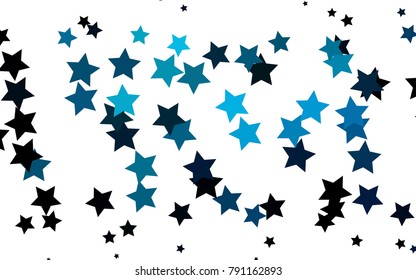 Light BLUE vector template with sky stars. Decorative shining illustration with stars on abstract template. The pattern can be used for websites.