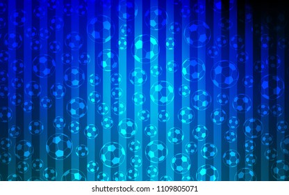 Light BLUE vector template with soccer symbols. Colored illustration with balls on a gradiental backdrop. Pattern for booklets, leaflets of soccer turnament.